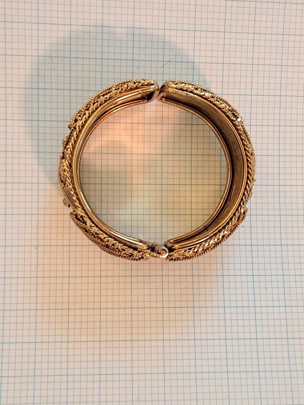 Two's Company Gold-Tone Filigree Hinged Bangle Bracelet
